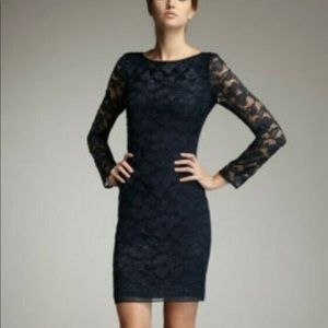 Diane von Furstenberg Navy Lace Pencil Dress 10